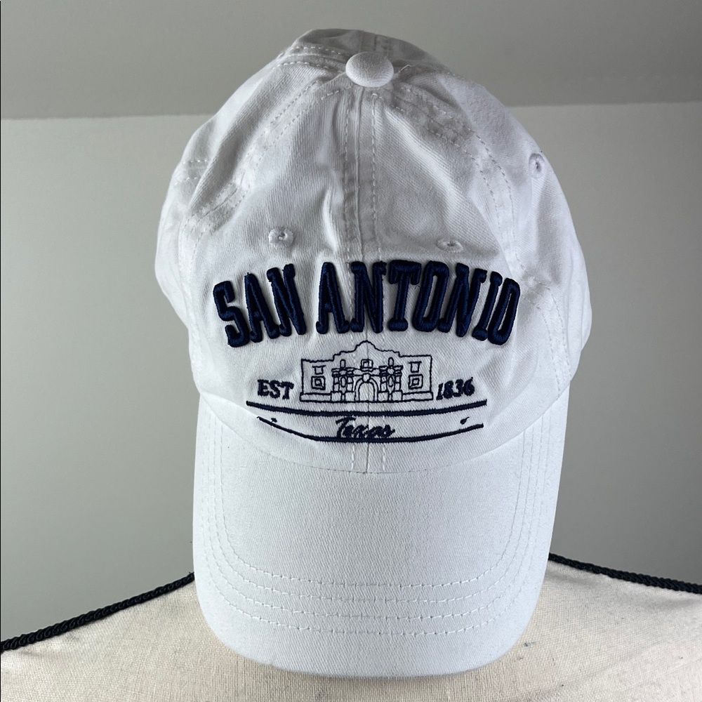 San Antonio Texas Alamo Embroidered Baseball Cap White Adjustable Hat